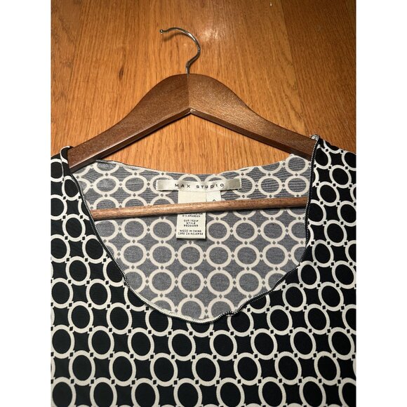 Max Studio Black & White Retro Dress Size Small – Mod Chic Fit & Flare Everyday - Picture 6 of 9